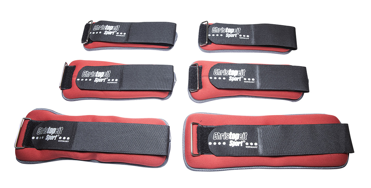 CHRISTOPEIT 2x 2 kg (Paar) Gewichtsmanschetten, Schwarz/Rot
