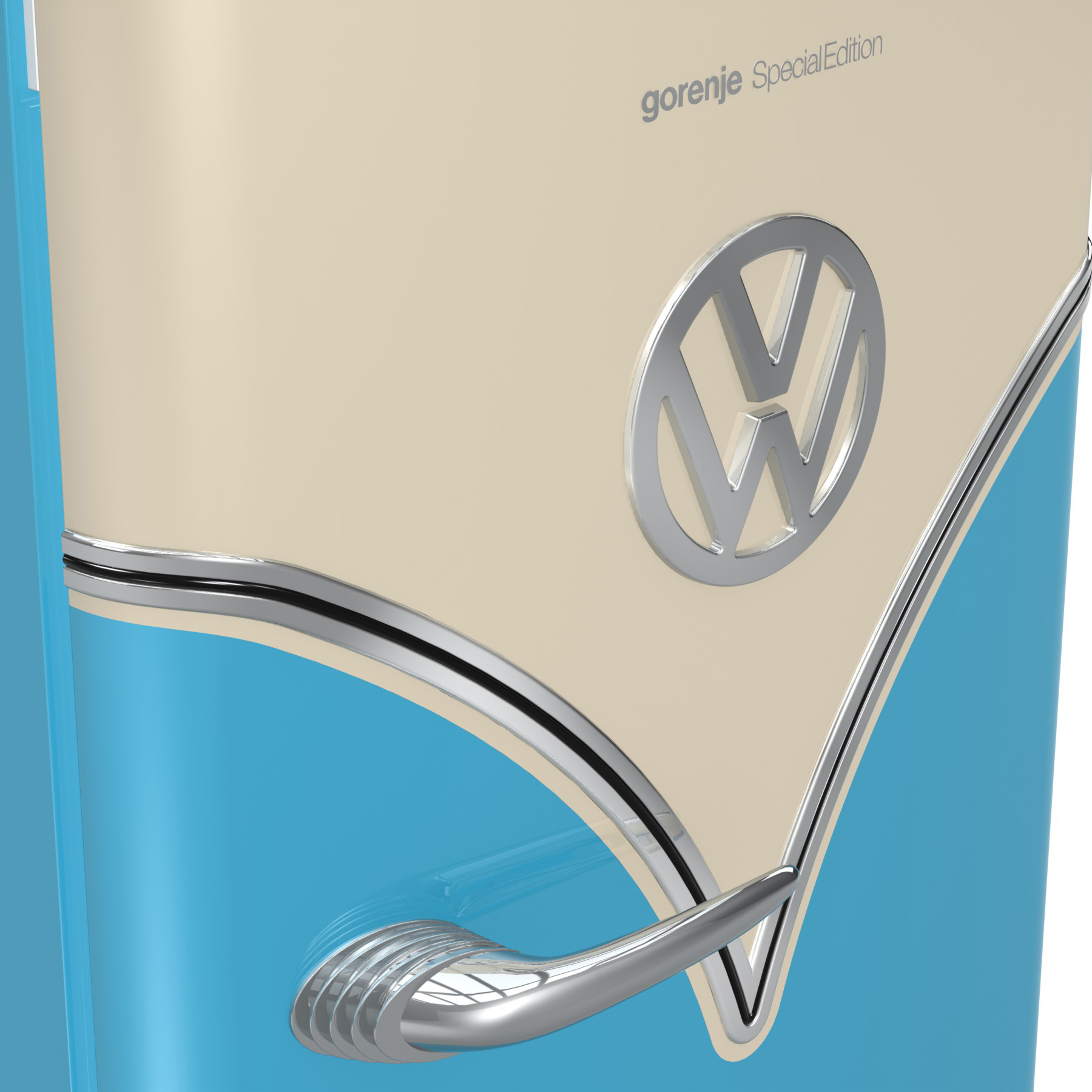 GORENJE OBRB 153 BL  VW-Bulli Retro  Kühlschrank (254 l, E, 1540 mm hoch, Baby Blau/Champagne)