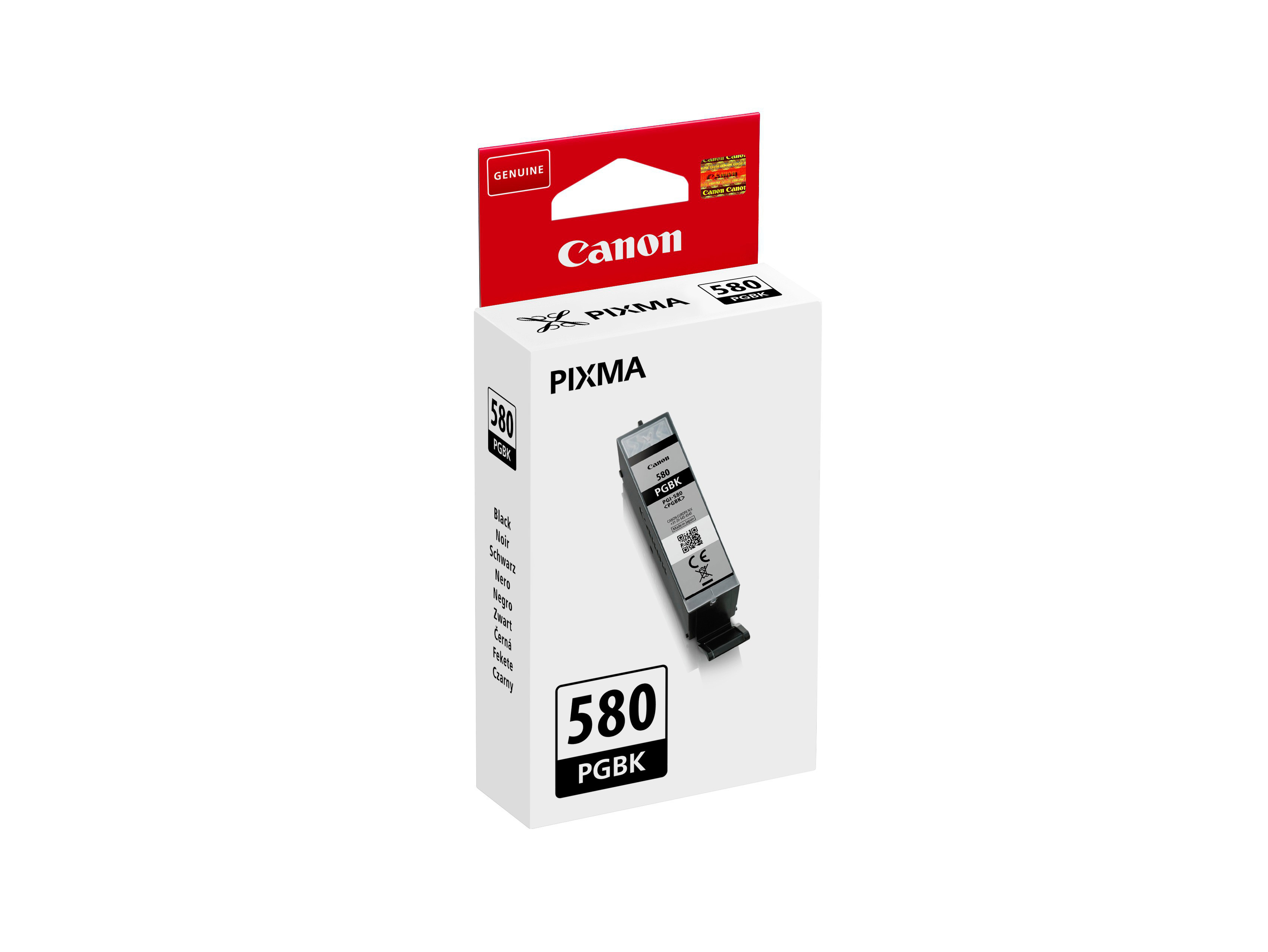 Canon Pixma 580 PGBK Tintenpatronenbox, weißer Hintergrund.