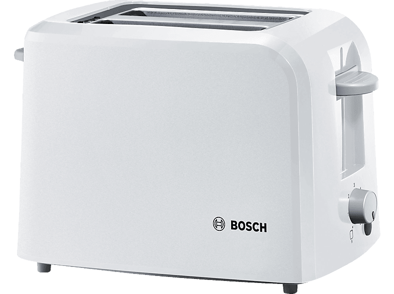 Tostadora - Bosch TAT3A011, Potencia 980W, 2 Ranuras, Desconexión automática, Blanco