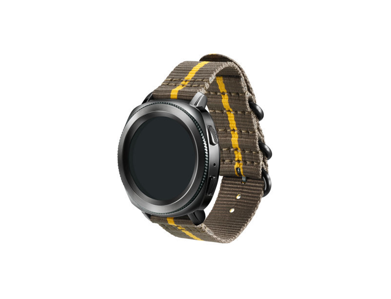 SAMSUNG Strap Studio Premium Nato, Ersatzarmband, Grau/Gelb
