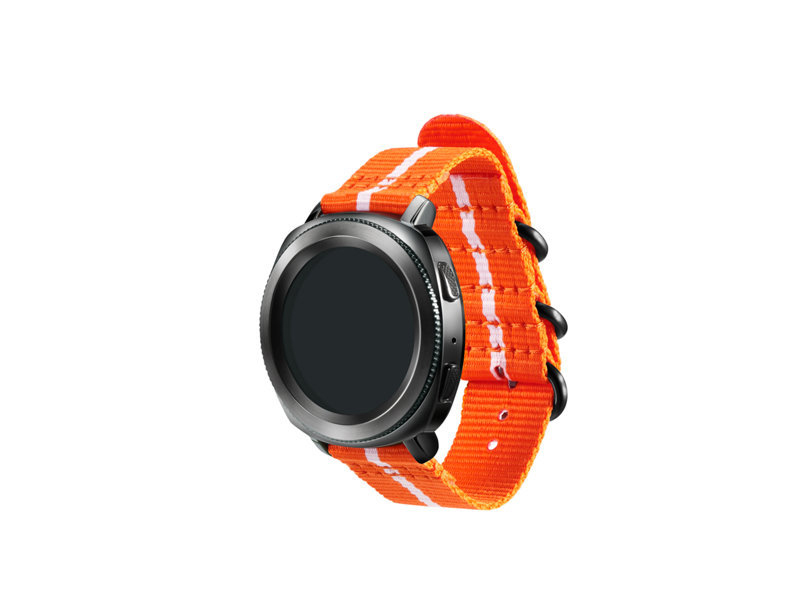 SAMSUNG Strap Studio Premium Nato, Ersatzarmband, Orange/Weiß