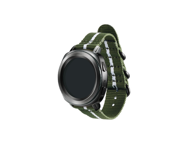 SAMSUNG Strap Studio Premium Nato, Ersatzarmband, Grün/Weiß
