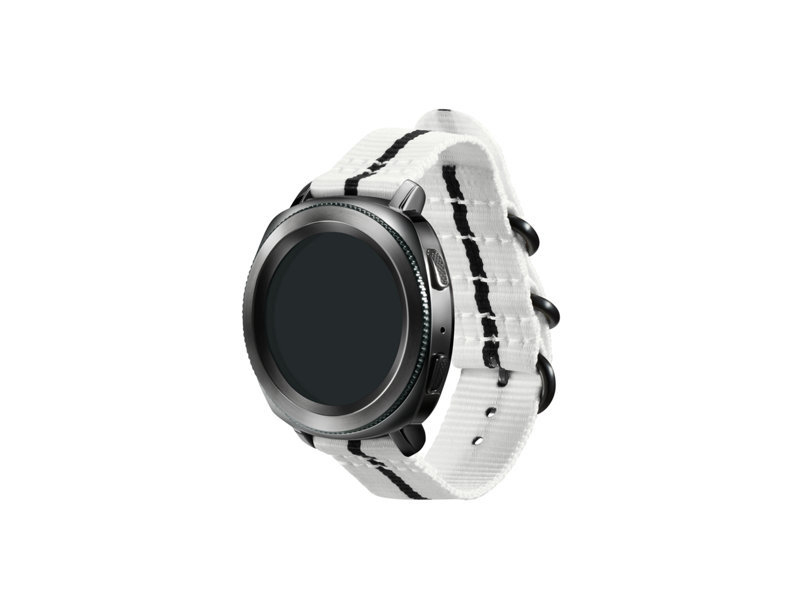 SAMSUNG Strap Studio Premium Nato, Ersatzarmband, Weiß/Schwarz