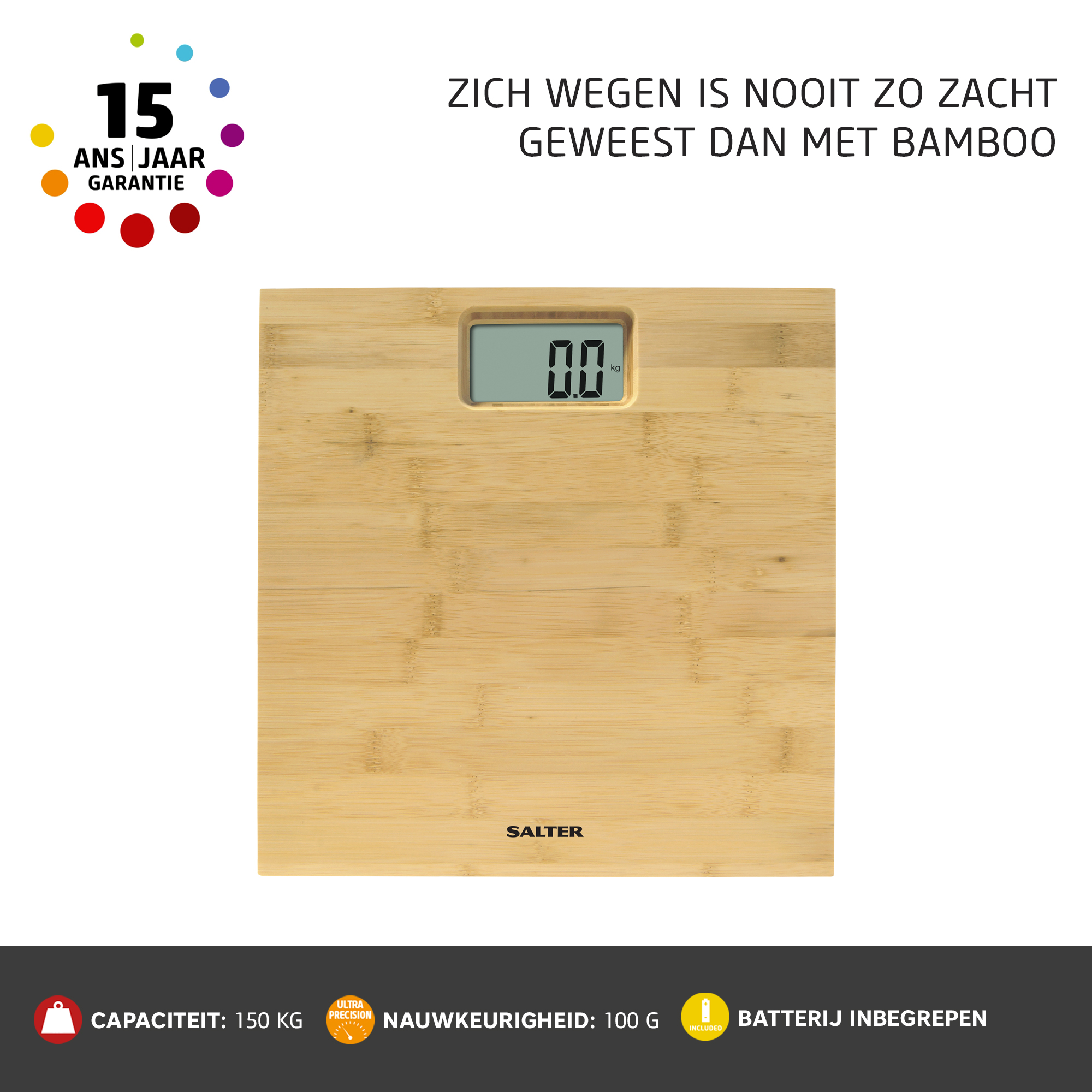SALTER Personenweegschaal Bamboo (SA 9216 WD3R)