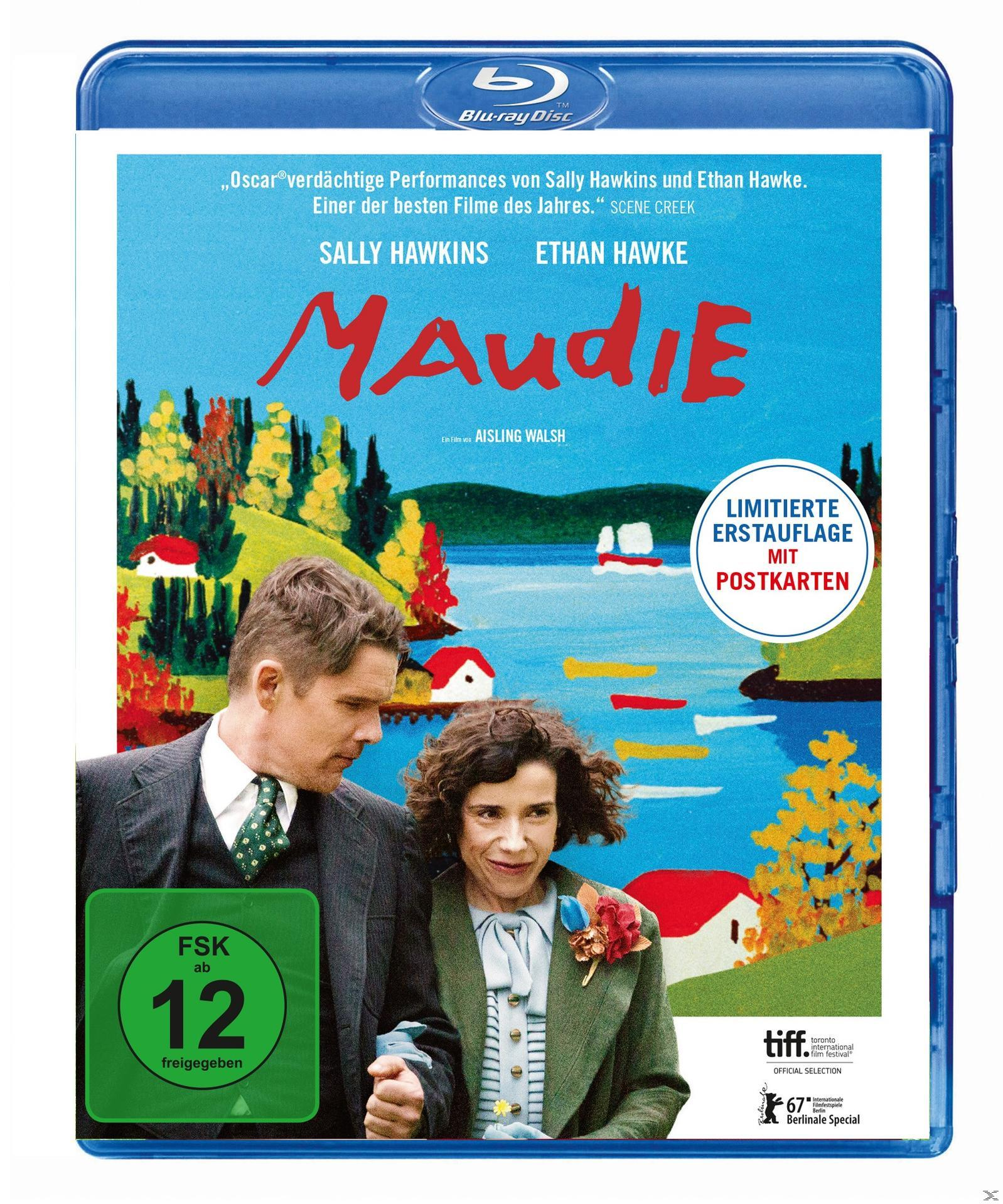 Blu-ray-Cover von 'Maudie', mit Sally Hawkins und Ethan Hawke. Ein Paar im Vordergrund.
