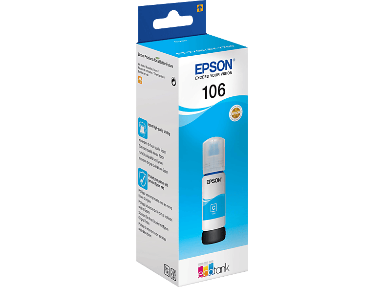 EPSON EcoTank 106, Cyan, C13T00R240; Tintenpatrone