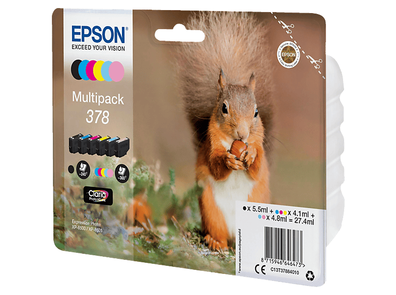 EPSON Eichhörnchen, 378, 6-farbig, C13T37884010; Tintenpatrone — Foto 2 von 2