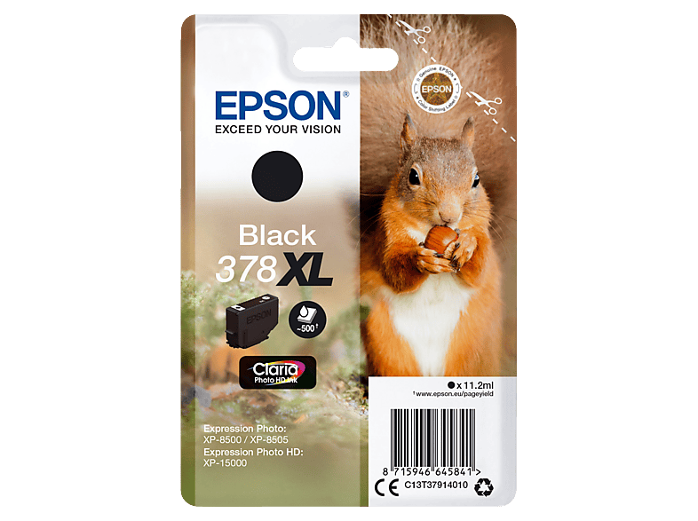 EPSON Eichhörnchen, 378XL, Schwarz, C13T37914010; Tintenpatrone