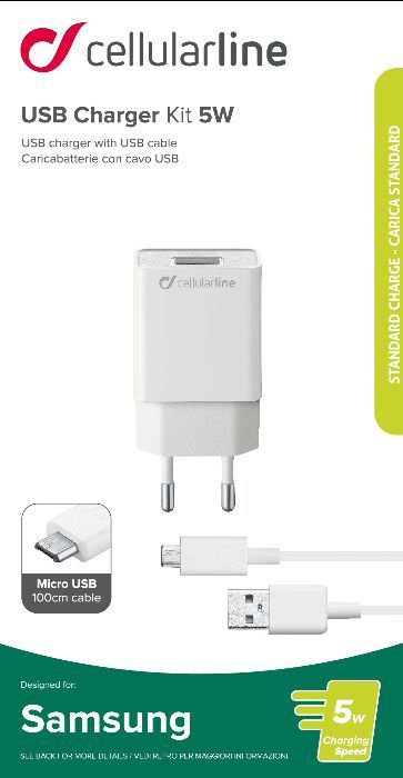 CELLULAR LINE USB Charger Samsung, Kit Weiß 5 Ladegerät Watt