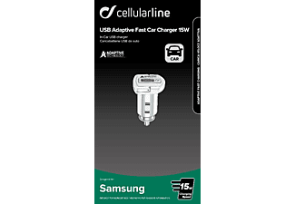 CELLULAR LINE Adaptive Fast Car Charger 15 Watt Kfz Ladegerät Samsung, Weiß