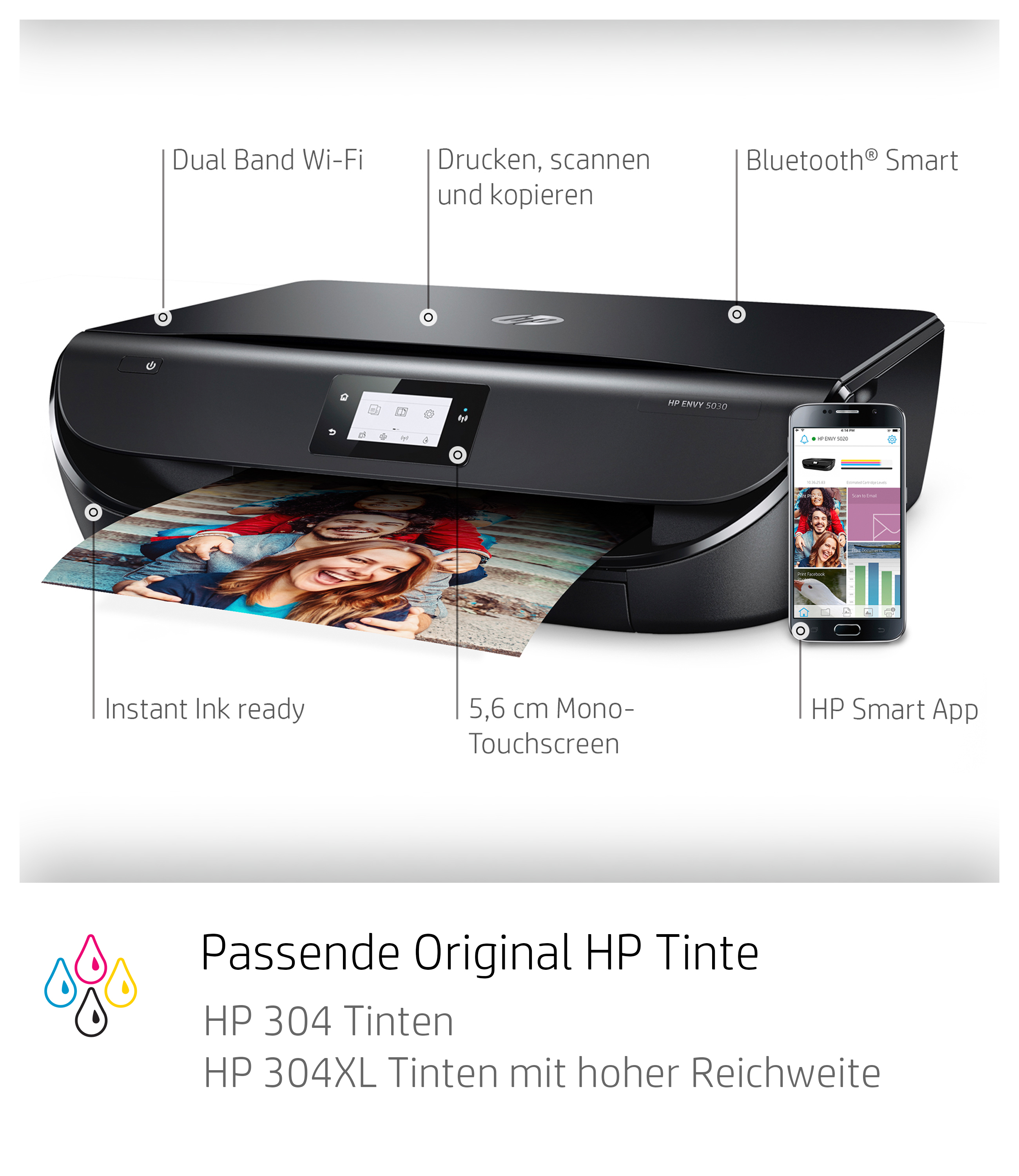 HP Envy 5030 (Instant Ink) 3-in-1 Multifunktionsdrucker