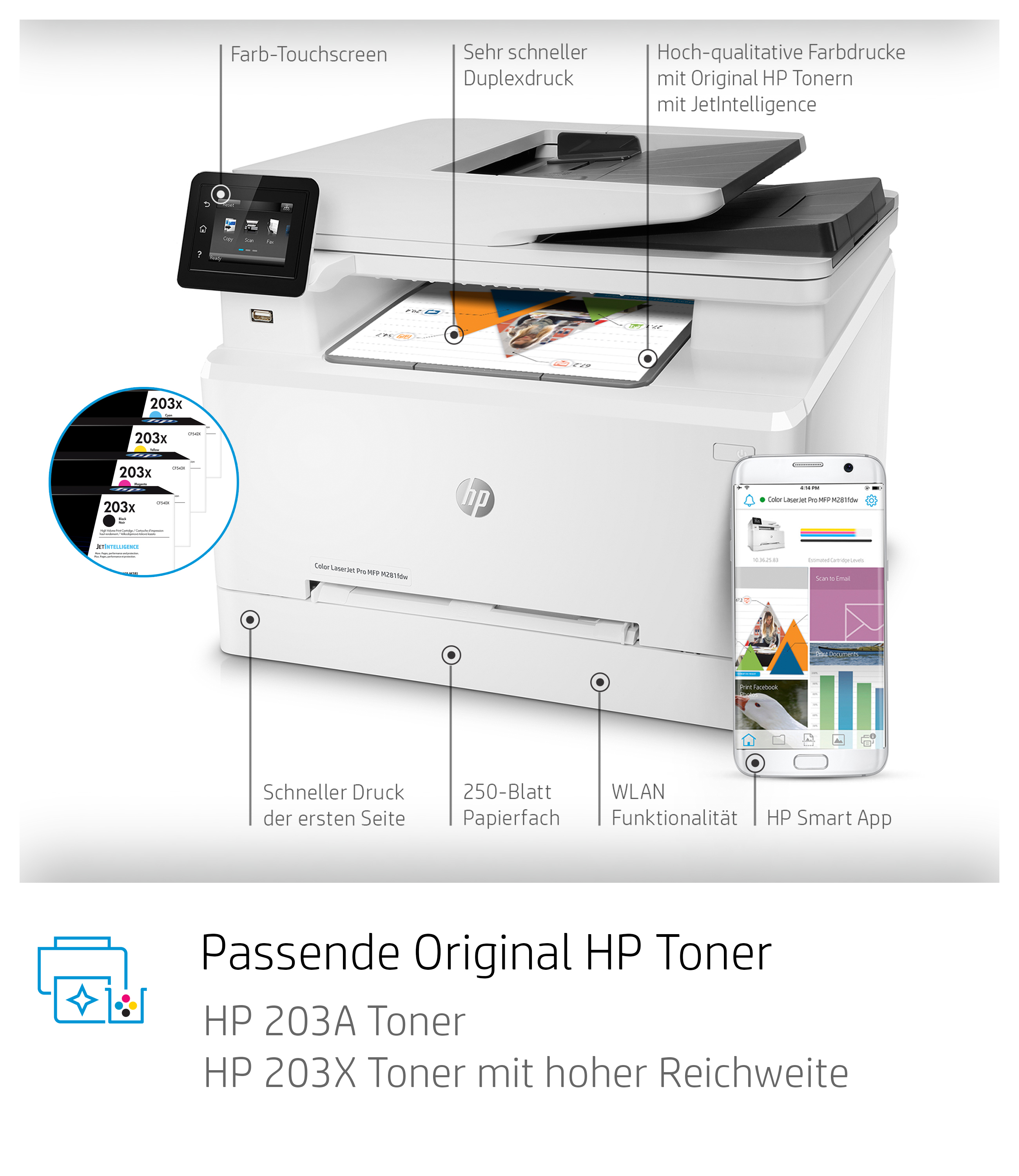 HP COLOR LASERJET PRO M281FDW 4-in-1 Multifunktionsdrucker