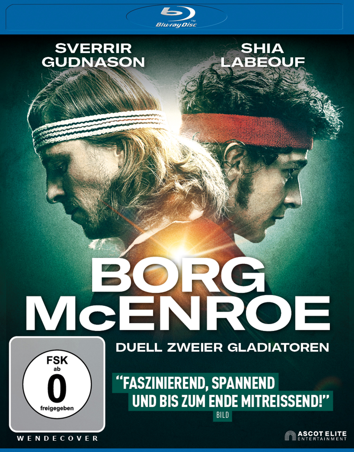 Filmcover von Borg vs. McEnroe mit zwei Männern in Tennisbekleidung.