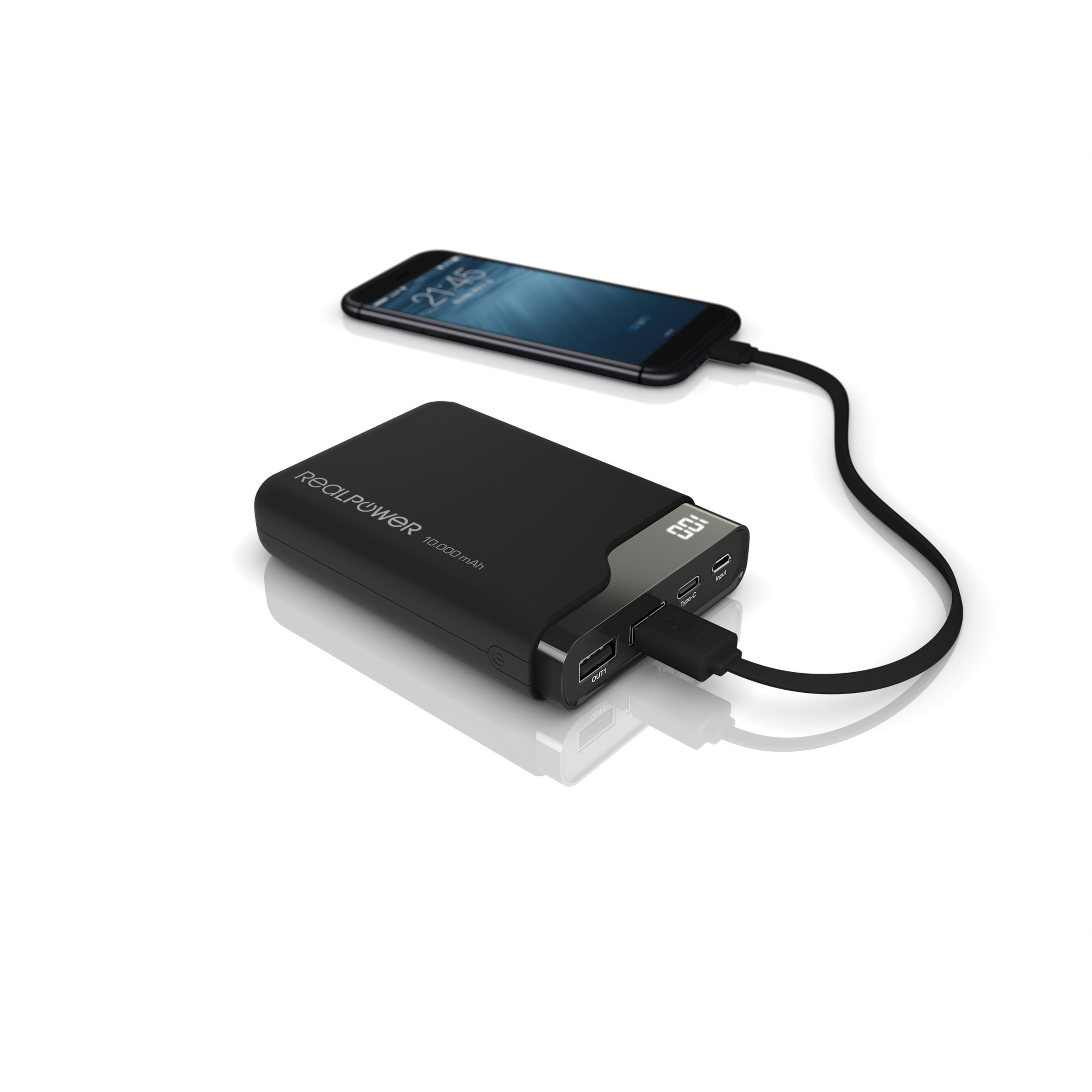 REALPOWER PB-10000C Powerbank 10000 mAh Schwarz