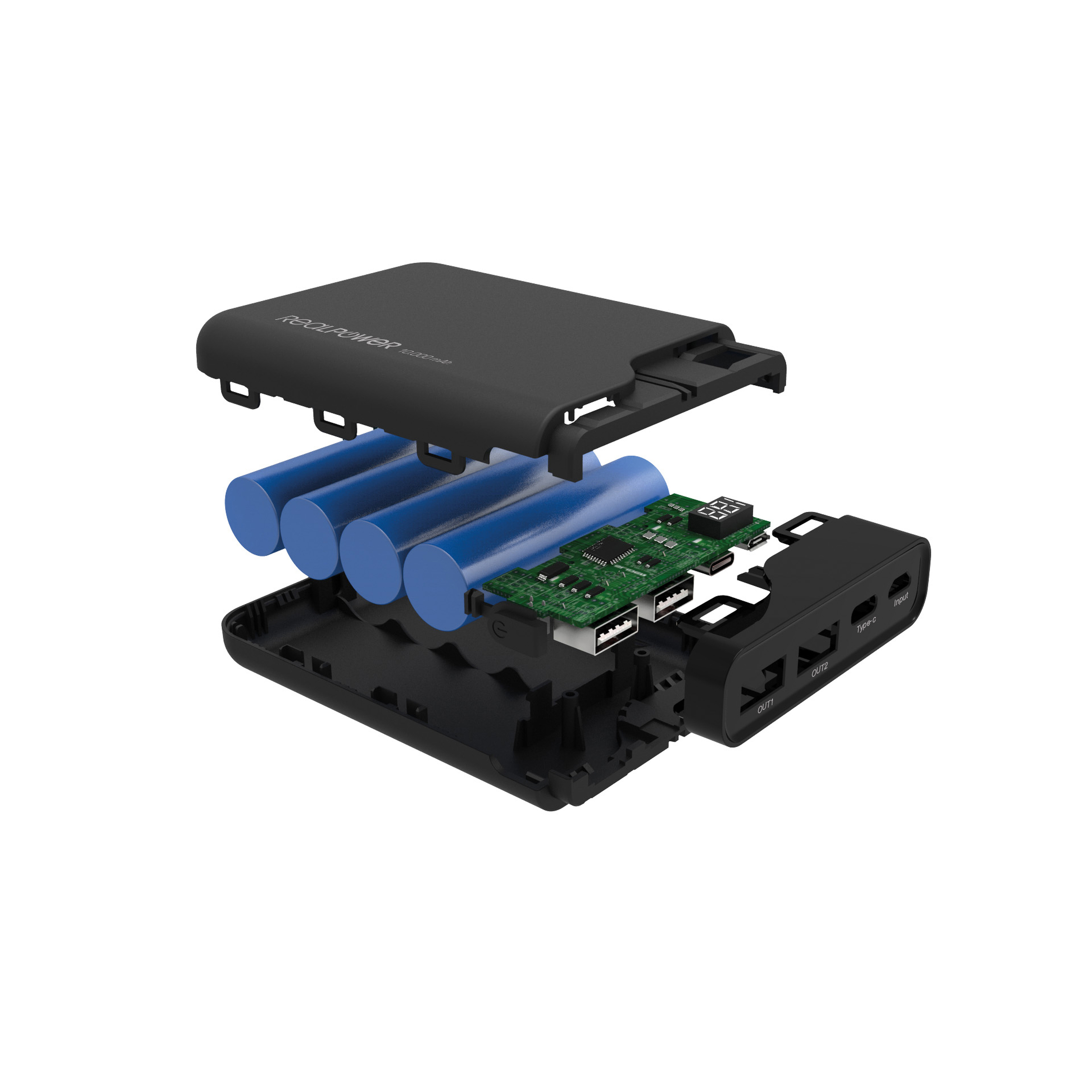 REALPOWER PB-10000C Powerbank 10000 mAh Schwarz
