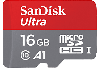 SANDISK SANDISK Ultra microSDHC - Per fotocamera - 16 GB - Grigio/Rosso - Micro-SDHC-Schede di memoria  (16 GB, 98, Grigio/Rosso)