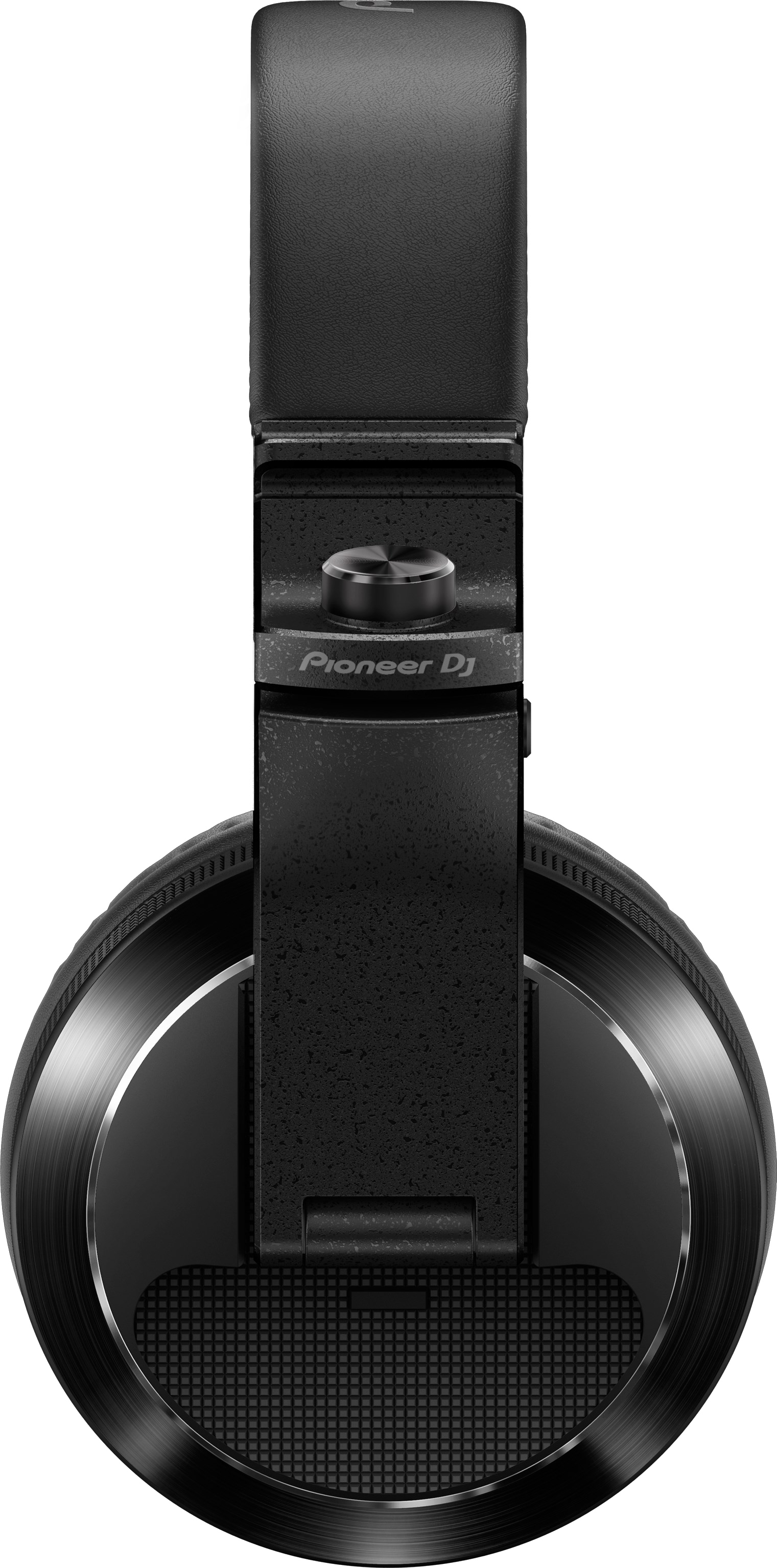 Schwarzer Pioneer DJ-Kopfhörer, Draufsicht, mit Pioneer DJ-Logo.