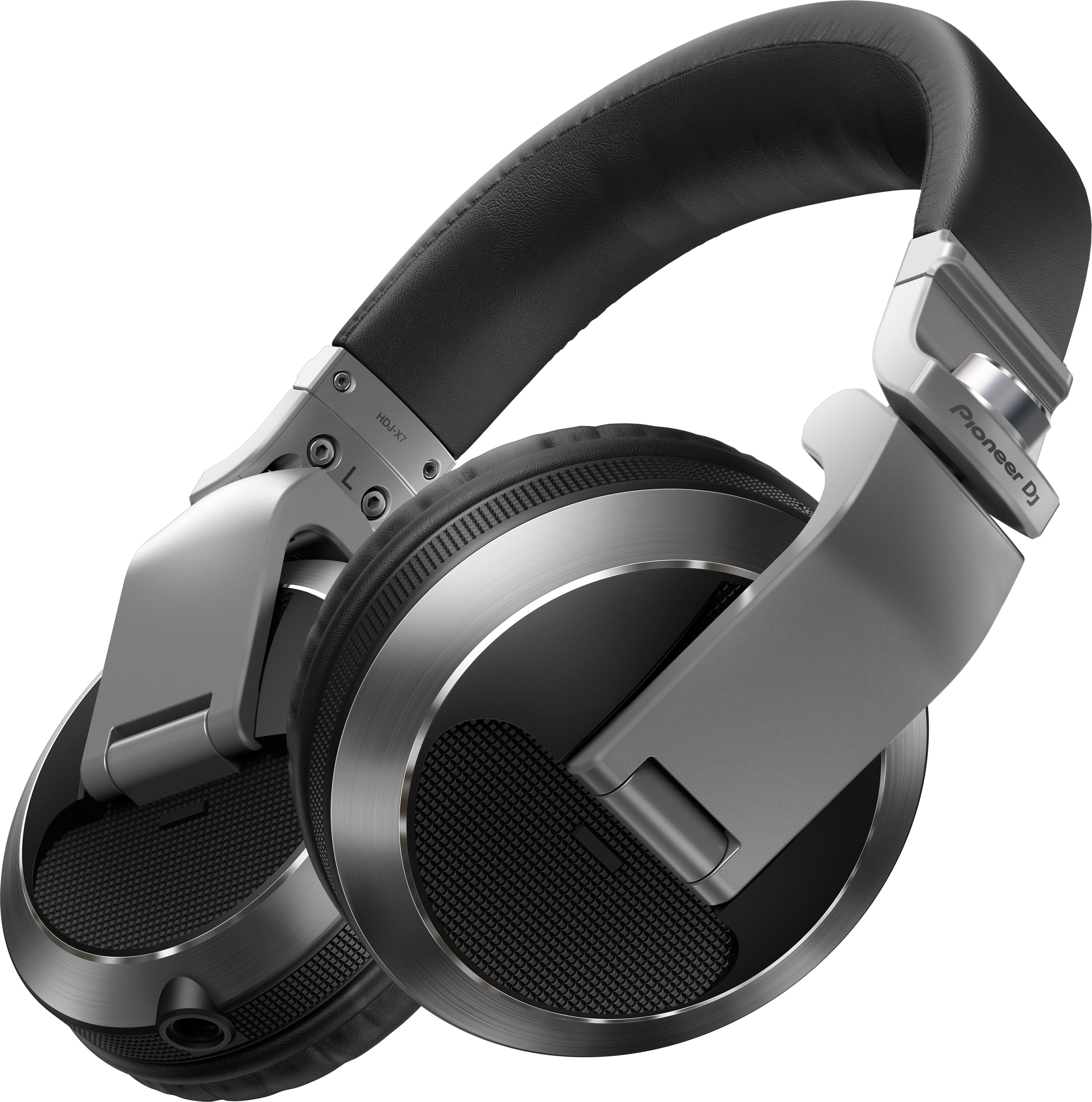 Silber-schwarze Kopfhörer. Das Design ist modern, mit Details auf den Ohrmuscheln.