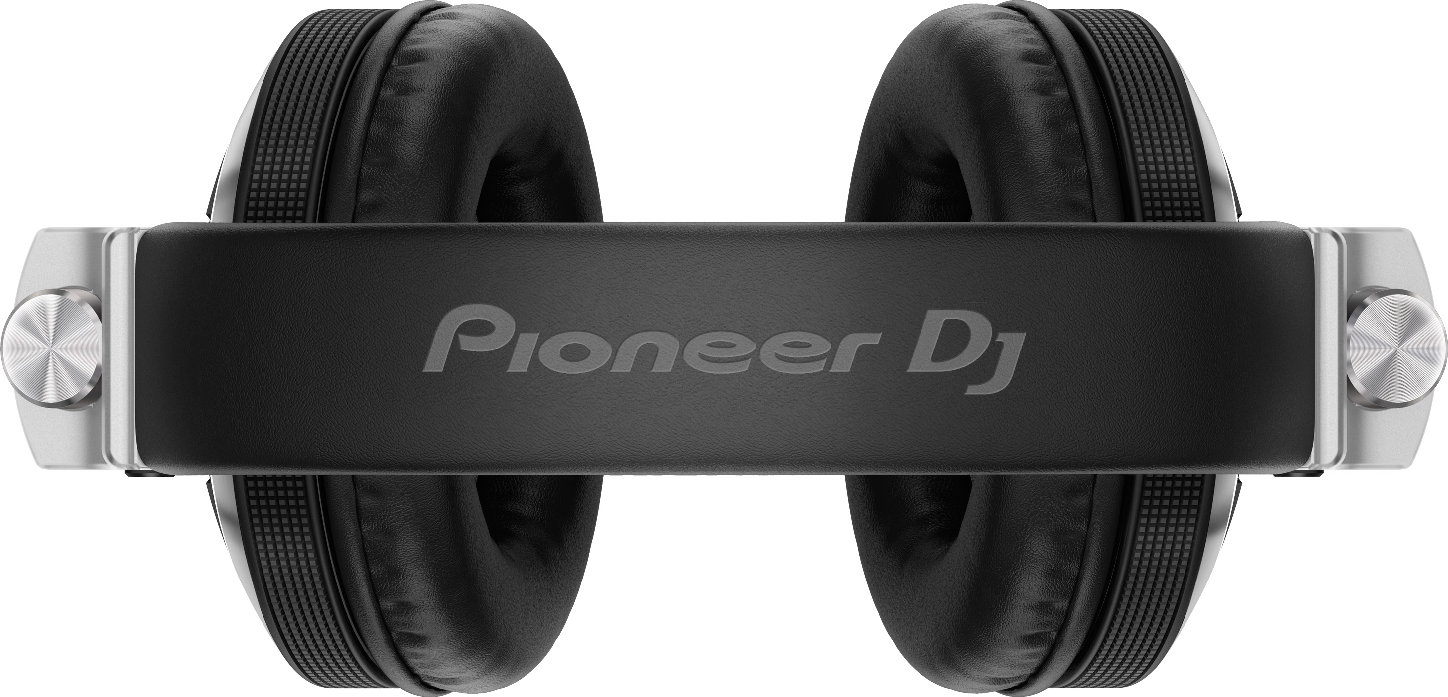 Schwarzer Pioneer DJ Kopfhörer, von oben betrachtet, mit sichtbarem Markennamen.