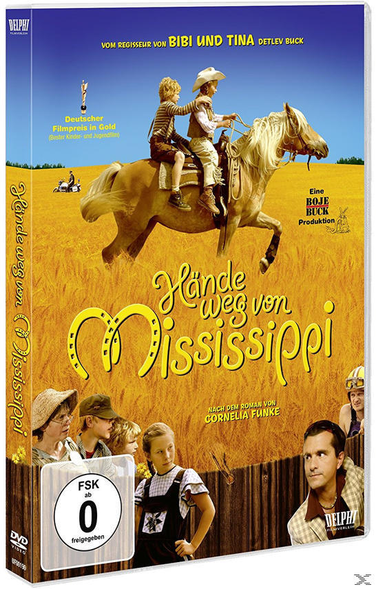Eine DVD-Hülle mit zwei Kindern, die auf einem Pferd auf einem Feld reiten, Filmtitel auf Deutsch.