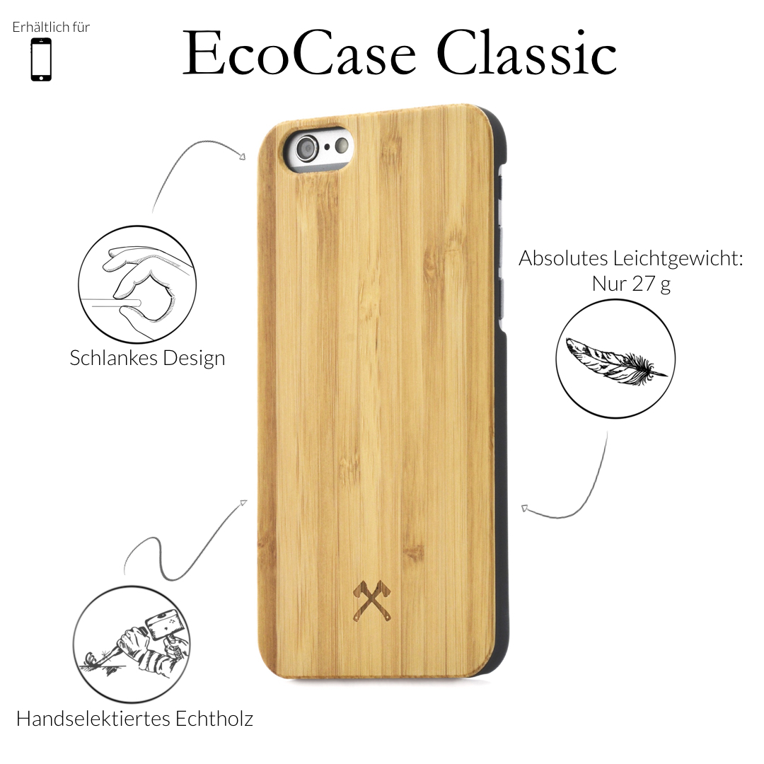 WOODCESSORIES EcoCase Apple, Classic, Bambus/Schwarz 6s, iPhone 6, iPhone Backcover