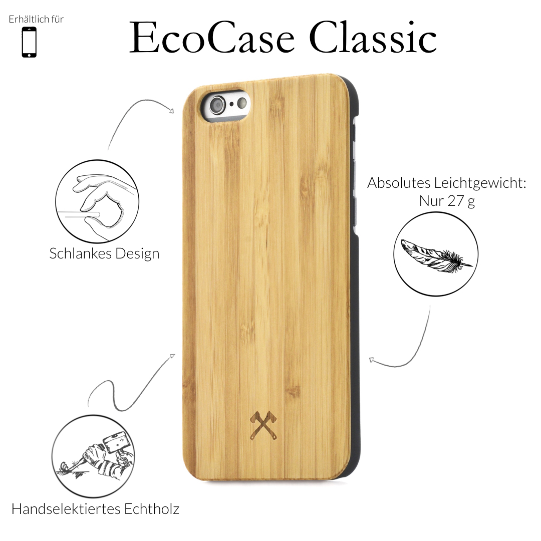 WOODCESSORIES EcoCase Classic, Backcover, Apple, iPhone 6s, iPhone 6, Bambus/Schwarz