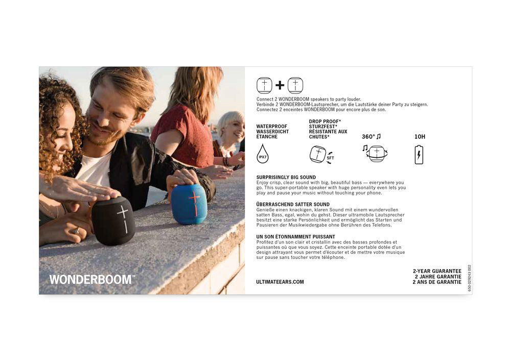 ULTIMATE EARS WONDERBOOM Bundle Black & Stone Bluetooth Lautsprecher , Schwarz/Grau, Wasserfest