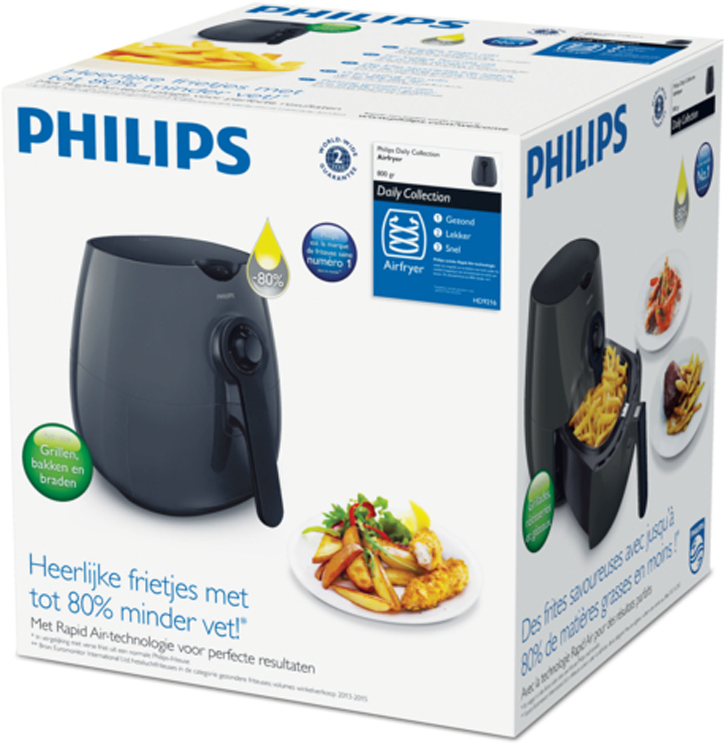 PHILIPS HD9216/40 Airfryer Heißluftfritteuse 1425 Watt Kaschmirgrau
