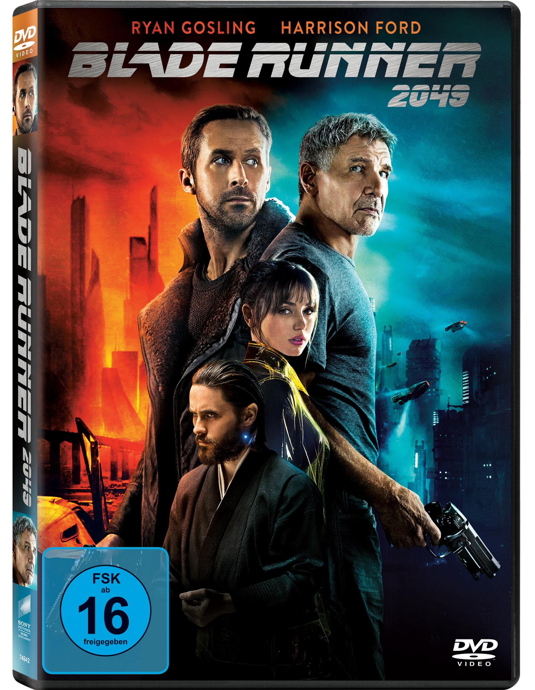 Blade Runner 2049 DVD-Cover mit Ryan Gosling und Harrison Ford.