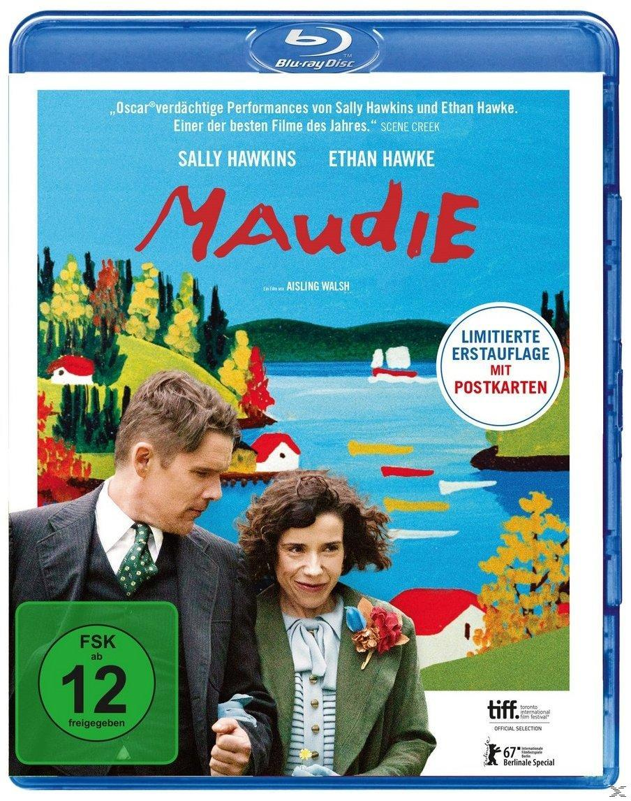 Filmcover: Mann und Frau stehen vor einem Landschaftsbild, Titel 'Maudie'.