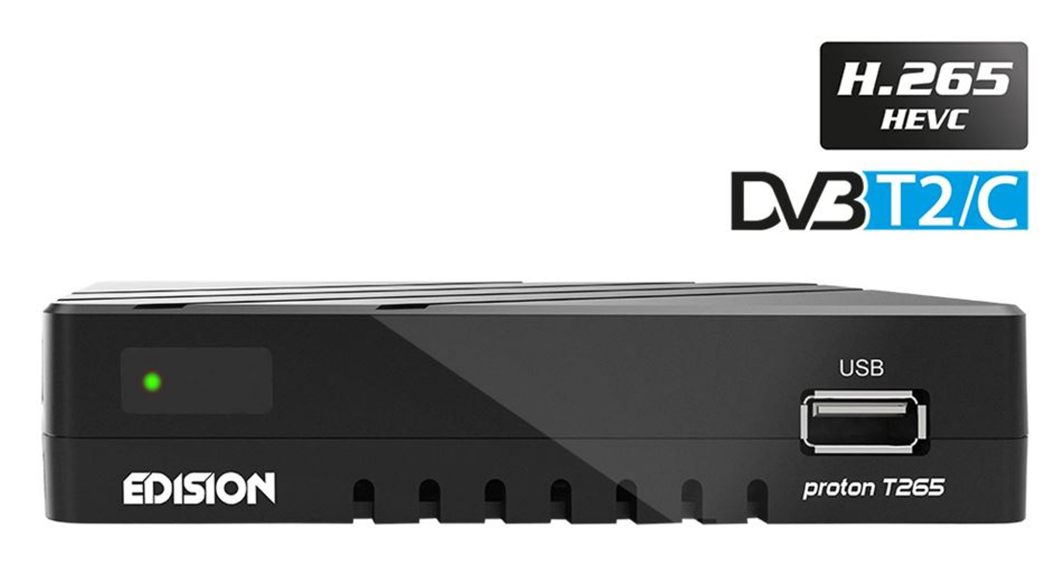 EDISION T265 PROTON DVB-T2 HD Receiver (HDTV, DVB-T2 HD, DVB-C, DVB-C2, Schwarz)