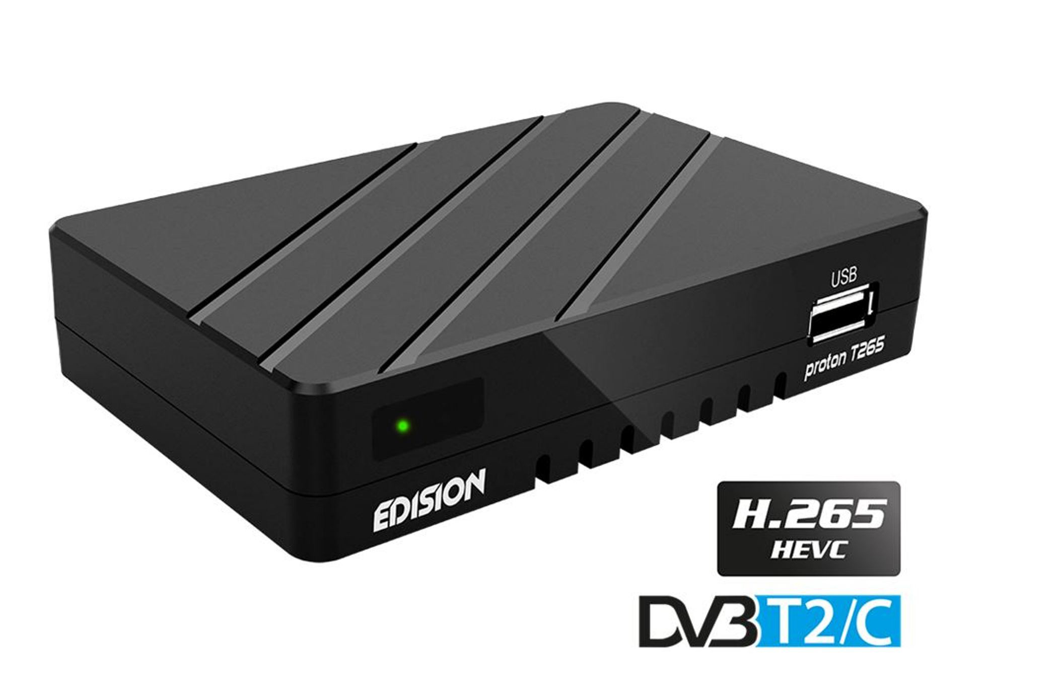 EDISION T265 PROTON DVB-T2 HD Receiver (HDTV, DVB-T2 HD, DVB-C, DVB-C2, Schwarz)