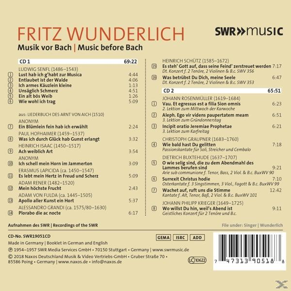 Fritz Wunderlich - Fritz Wunderlich: Musik Vor Bach  - (CD)