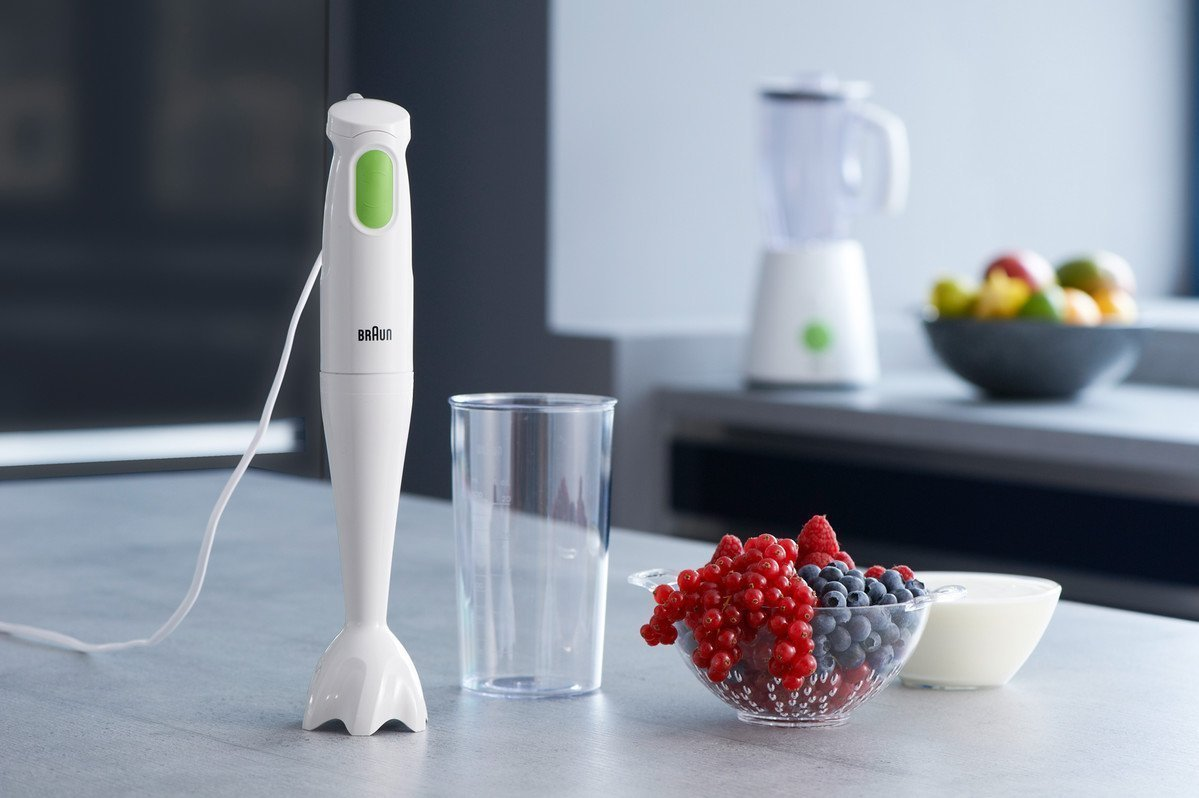BRAUN MultiQuick 1 MQ 100 Soup Stabmixer Weiß/Grün (450 Watt, 0.6 Liter (Messbecher))