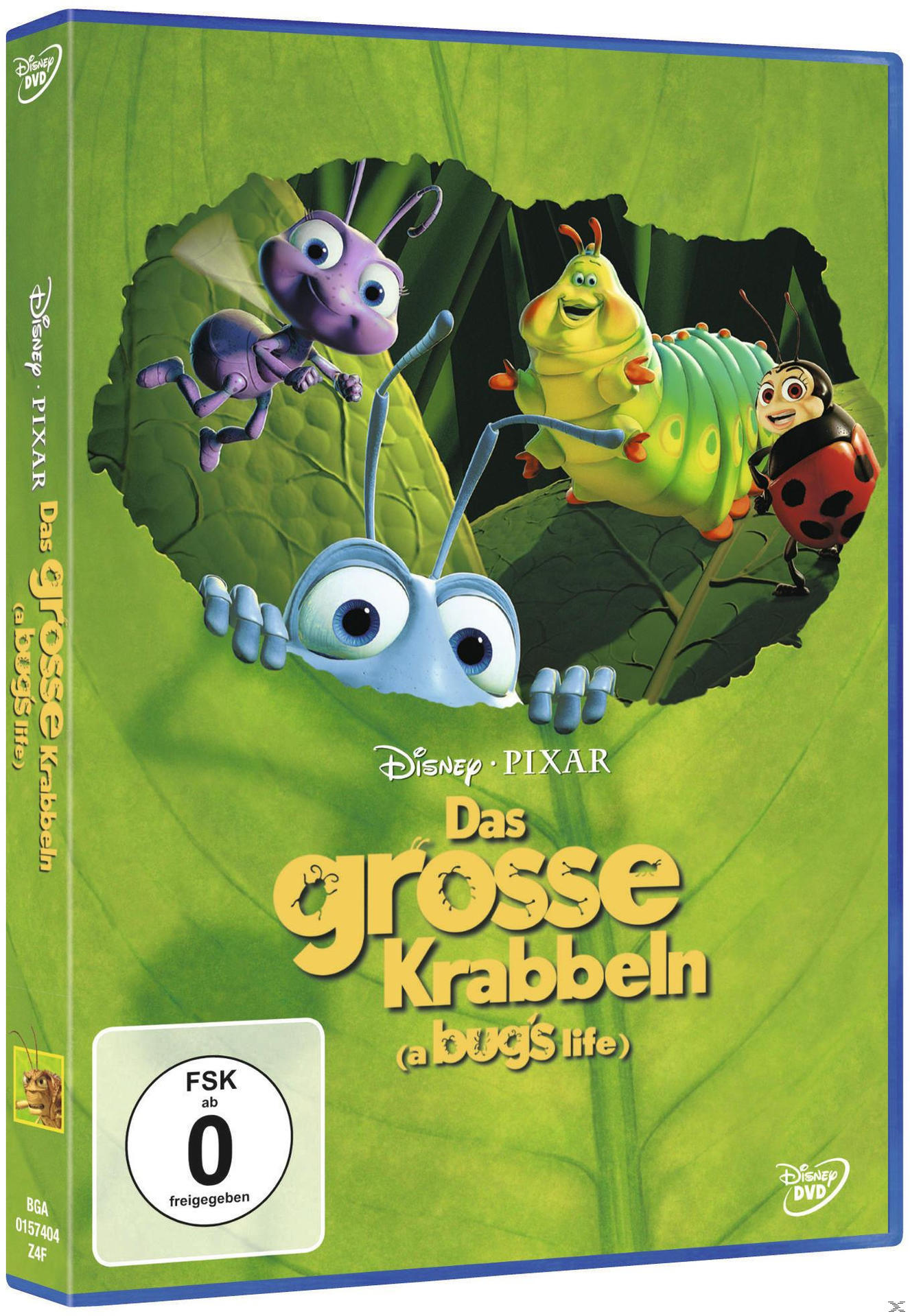 DVD-Hülle von „Das große Krabbeln“. Enthält Cover-Art mit Insektenfiguren und den Titel auf Deutsch.