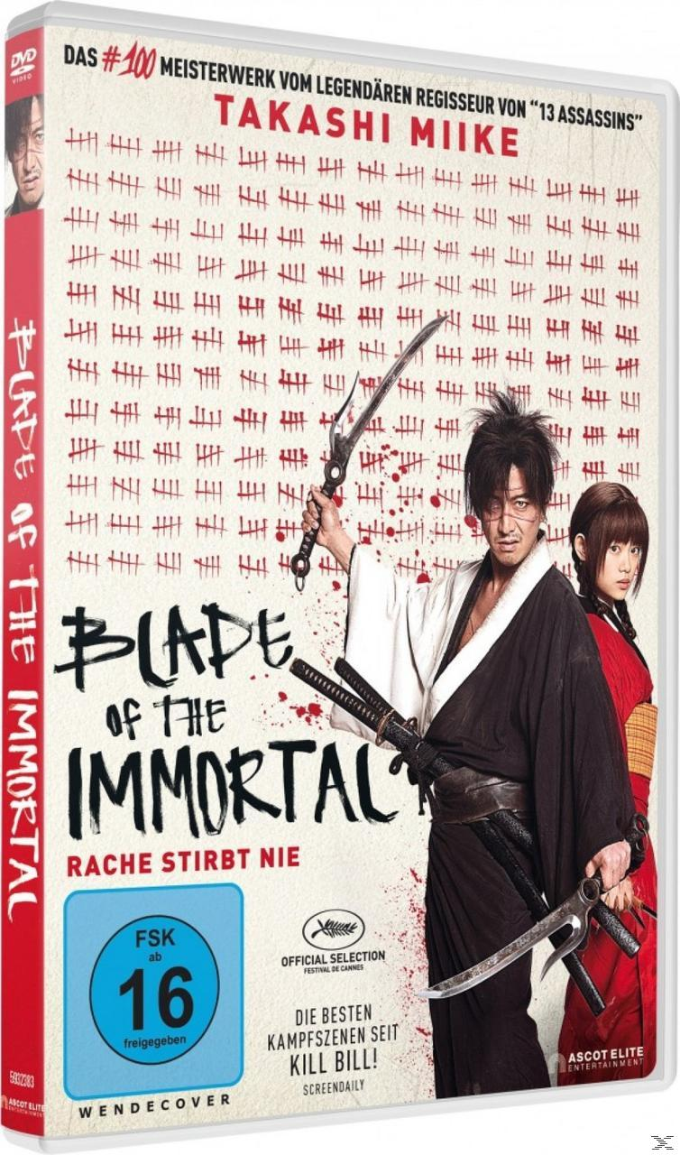 Ein DVD-Cover mit einem Mann, der Schwerter hält, mit Text.