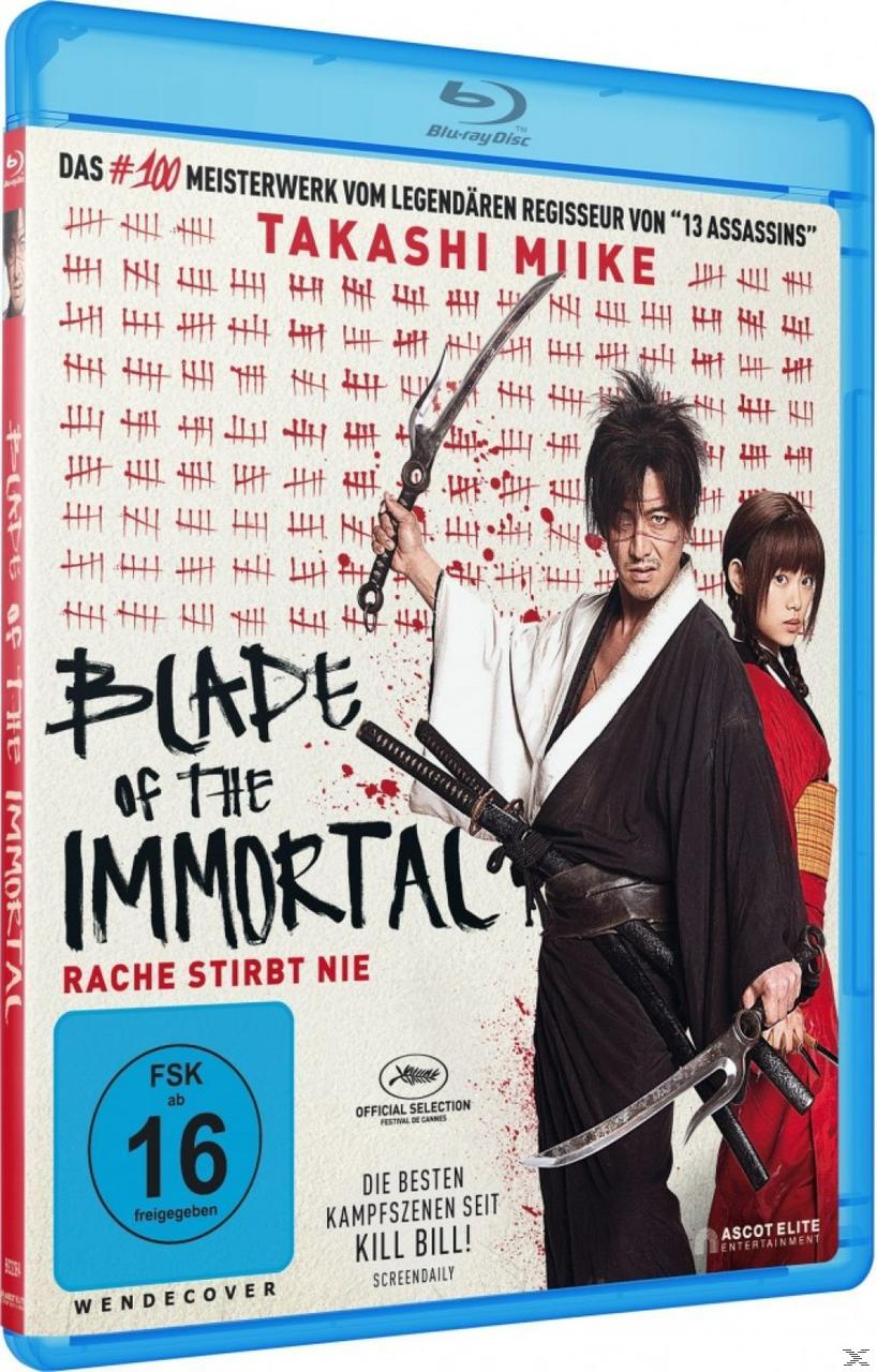 Blu-ray-Cover. Samurai mit Schwertern, eine Frau mit einem Schwert. Text 'Blade of the Immortal'.