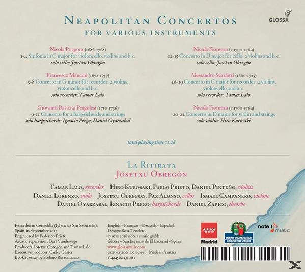 Josetxu Obregon, La Ritirata - Neapolitan Concertos for various instruments  - (CD)