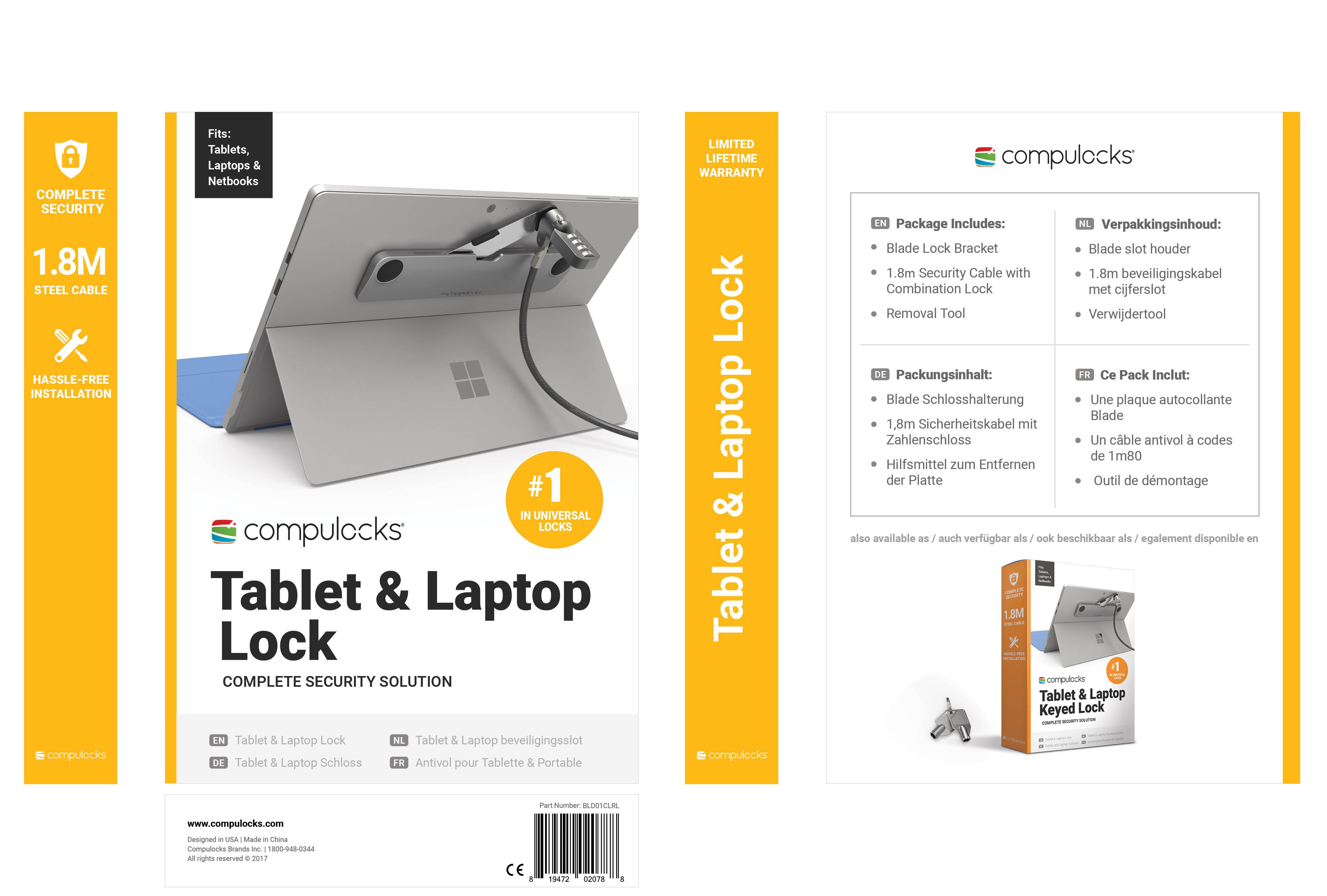 COMPULOCKS Tablet und Universal, Universal, Laptop Schloss, Silber