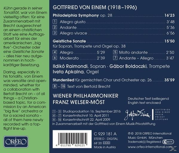 CD-Rückseite mit Titelliste, deutschem Text und Orfeo-Logo.