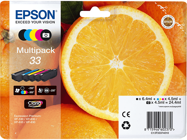 Epson 33 Foto Zwart - Cyaan Magenta Geel (c13t33374021)