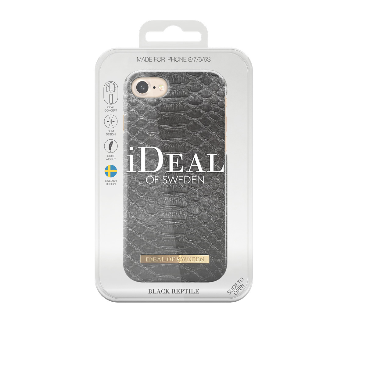 IDEAL OF SWEDEN Fashion, Backcover, Apple, iPhone 6, iPhone 7, iPhone 8, Black Reptile