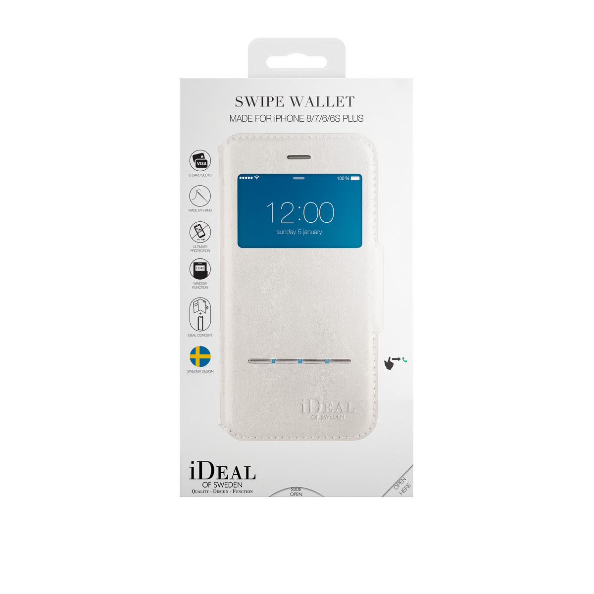 IDEAL OF SWEDEN Swipe, Bookcover, Apple, iPhone 6 Plus, iPhone 7 Plus ,iPhone 8 Plus, Weiß