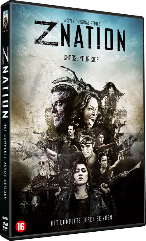 Boîtier DVD de la série Z Nation. La couverture présente divers personnages dans un contexte d'apocalypse zombie.