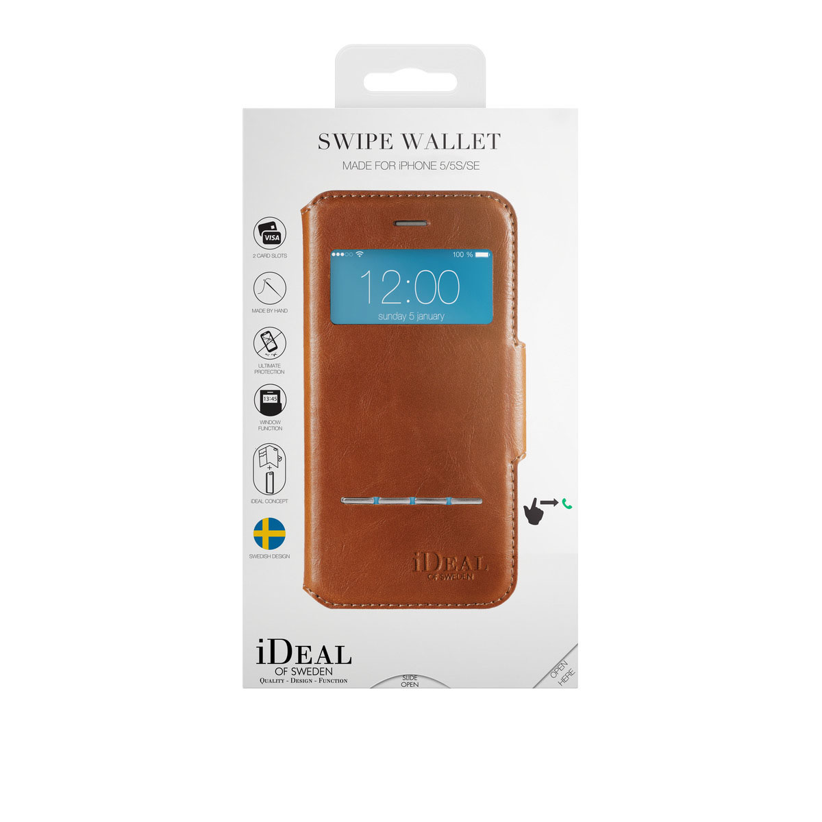 IDEAL OF SWEDEN Swipe, Bookcover, Apple, iPhone SE (2016), Braun