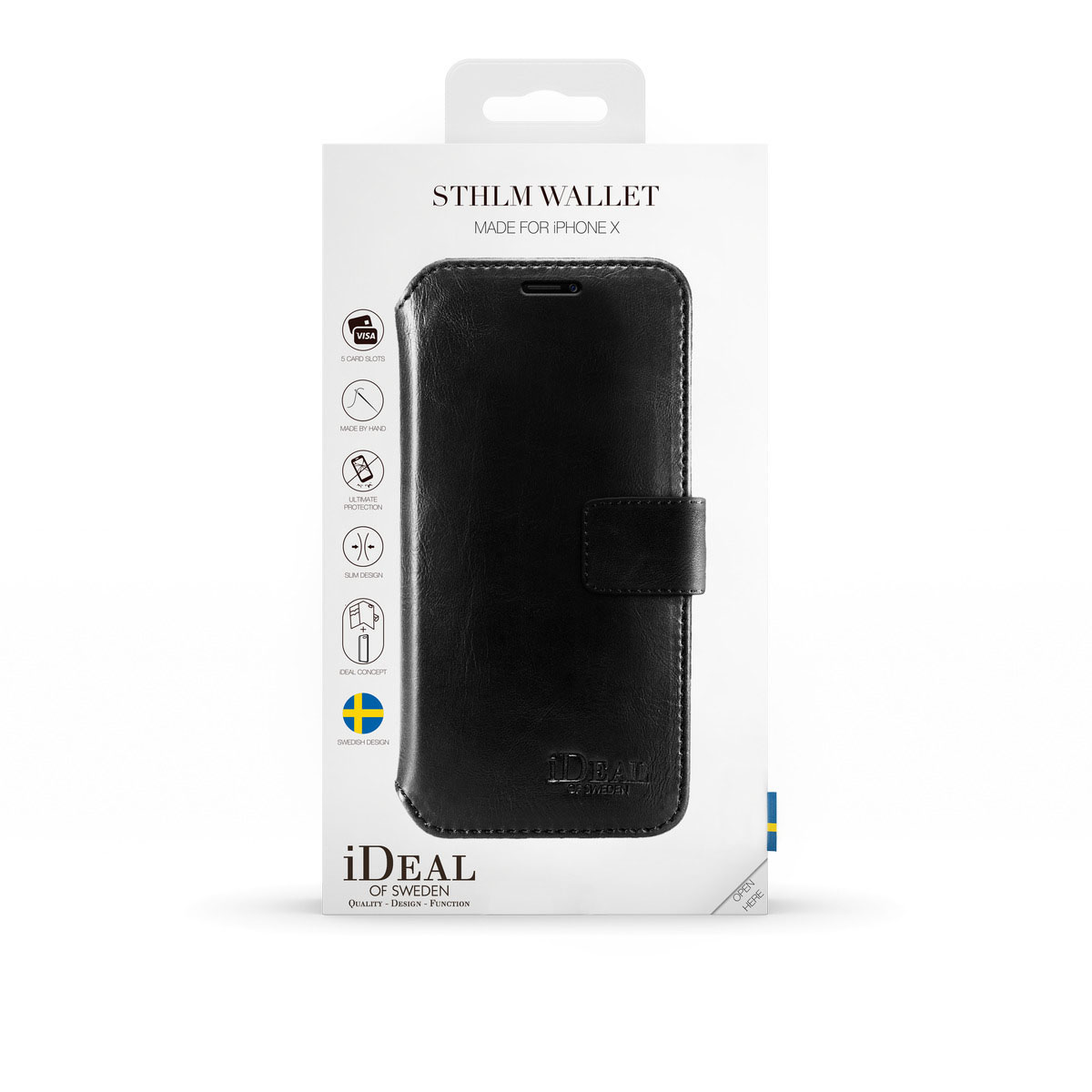 IDEAL OF SWEDEN STHLM, Bookcover, Apple, iPhone X, Schwarz