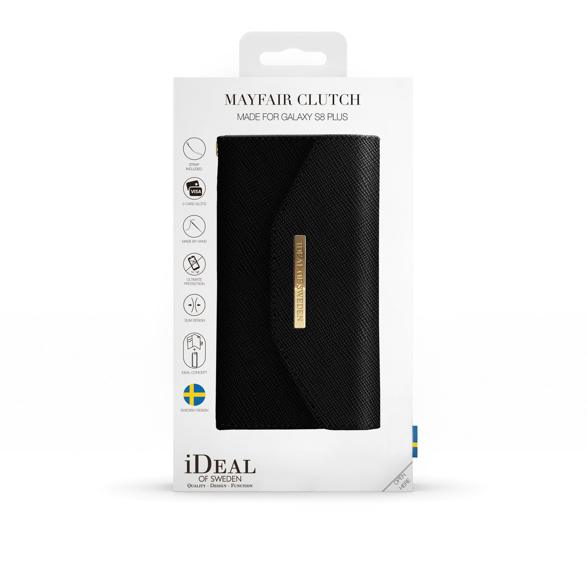 IDEAL OF SWEDEN Mayfair Clutch, Bookcover, Samsung, Galaxy S8+, Schwarz
