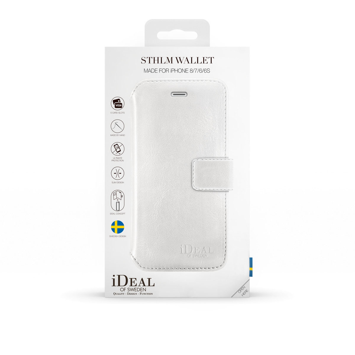 IDEAL OF SWEDEN STHLM, Bookcover, Apple, iPhone 6, iPhone 7, iPhone 8, Weiß