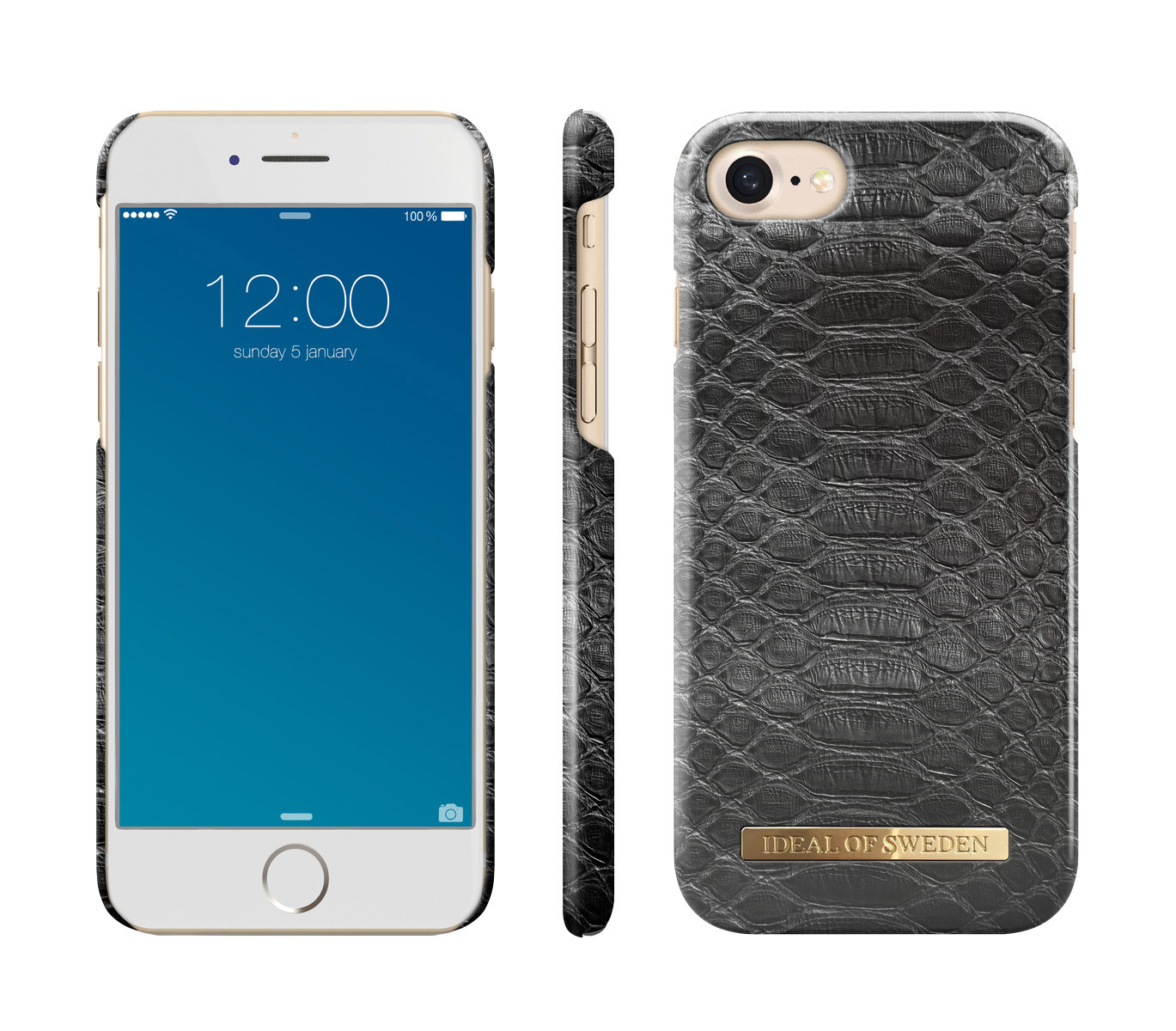 IDEAL OF SWEDEN Fashion, Backcover, Apple, iPhone 6, iPhone 7, iPhone 8, Black Reptile